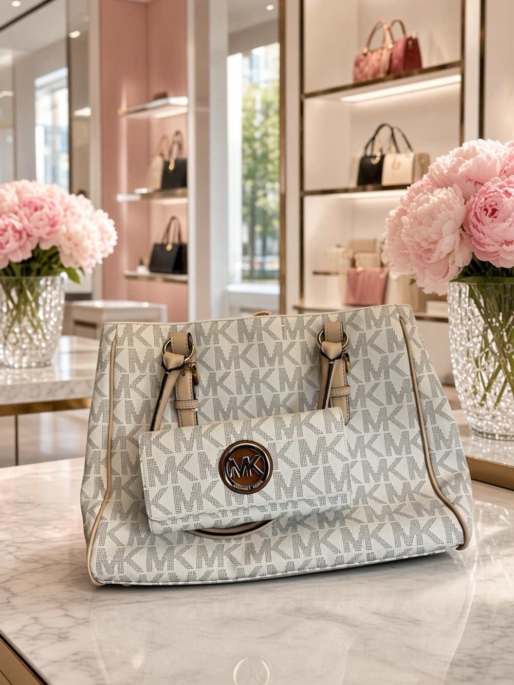 Michael Kors Cream Bag w/ Wallet
